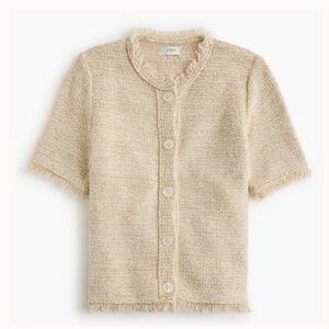 NWT J. Crew Short-sleeve fringe lady cardigan sweater